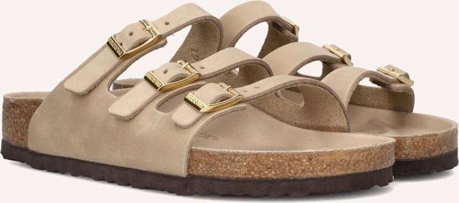 BIRKENSTOCK Badslippers Dames Florida Maat: 38 Materiaal: Leer Kleur: Beige