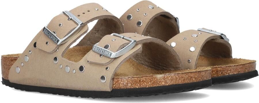 Birkenstock Kid's Arizona Rivet Border Synthetik Sandalen Narrow beige