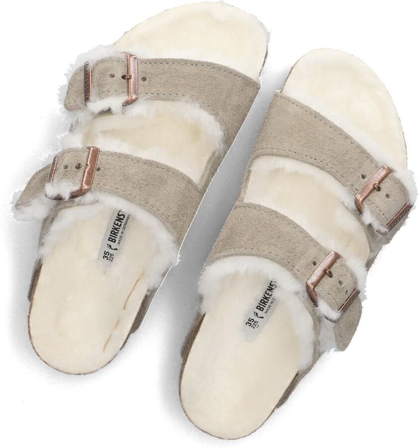 Birkenstock Kid's Arizona Suede Shearling Sandalen Narrow beige