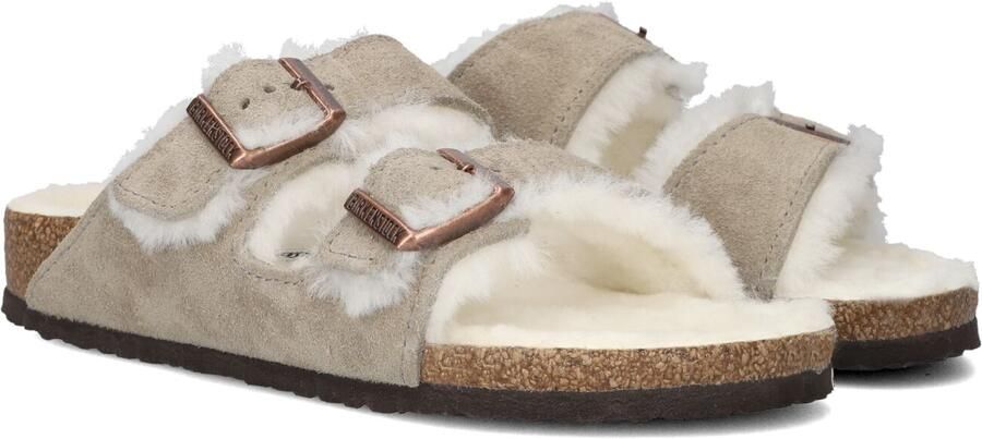 Birkenstock Kid's Arizona Suede Shearling Sandalen Narrow beige