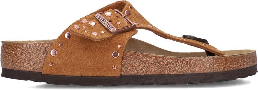 BIRKENSTOCK Teenslippers Dames Gizeh Rivet Border Maat: 41 Materiaal: Suède Kleur: Bruin - Foto 4