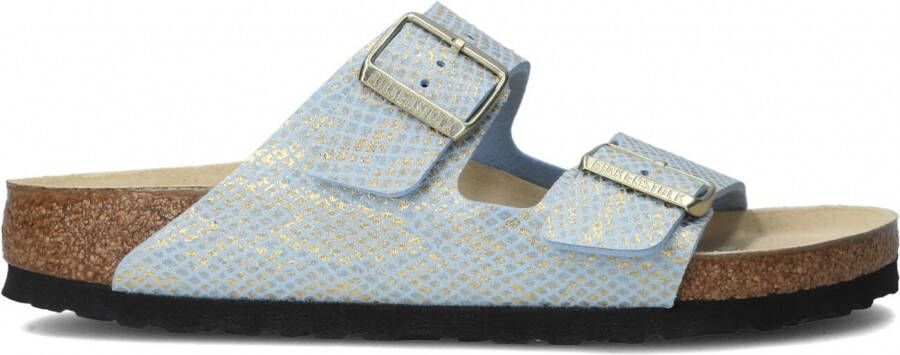 Birkenstock Arizona Dames Slippers Shiny Python Dusty Blue Narrow fit | Blauw | Microvezel