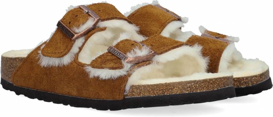 Birkenstock Arizona Shearling Dames Slippers Mink Regular fit | Bruin | Suède