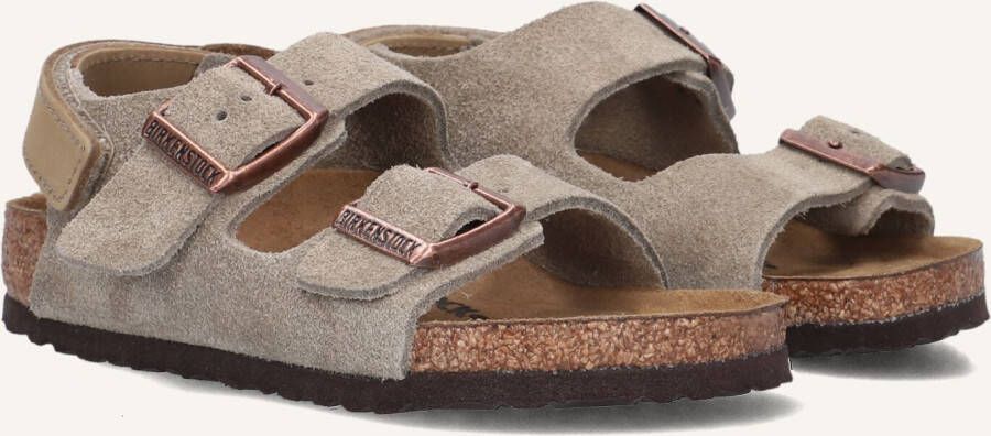 Birkenstock Kid's Milano AS Suede Leather Sandalen Narrow beige bruin
