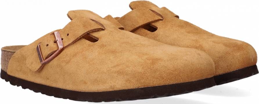 Birkenstock Boston SFB Mink narrow Veloursleder Suede Dames Pantoffels Mink  - Schoenen.nl