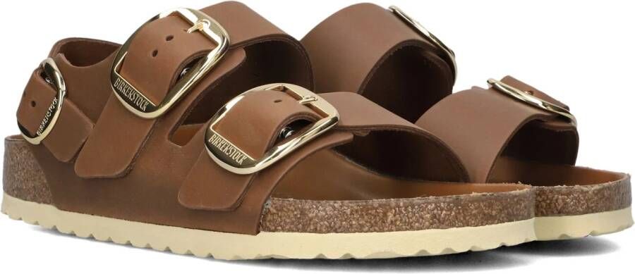 BIRKENSTOCK Slippers Dames Milano Big Buckle Maat: 39 Materiaal: Leer Kleur: Cognac
