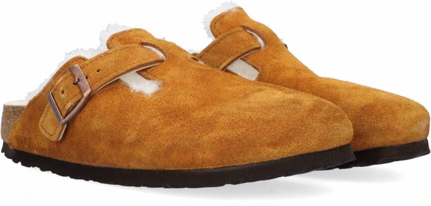 Birkenstock Boston Mink narrow Veloursleder Shearling Pantoffels Mink