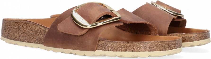 Birkenstock Cognac Madrid Big Buckle Slippers