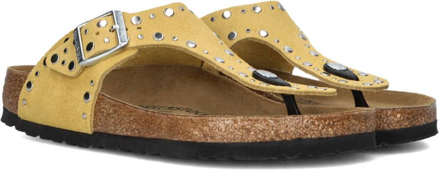 BIRKENSTOCK Teenslippers Dames Gizeh Rivet Border Maat: 37 Materiaal: Suède Kleur: Geel