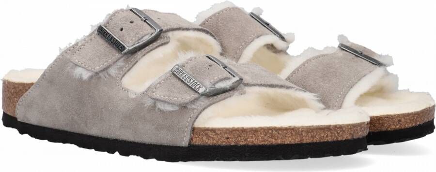 Birkenstock Grijze Arizona Shearling Heren Slippers