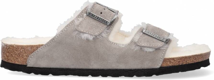 Birkenstock Arizona Shearling Slippers Stone Coin Narrow fit | Grijs | Suède