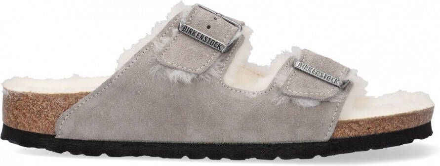 Birkenstock Grijze Arizona Shearling Heren Slippers