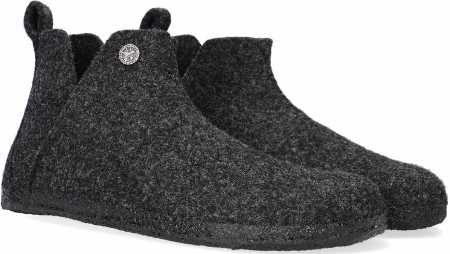 Birkenstock Andermatt Pantoffels Anthracite Narrow fit | Zwart | Wolvilt