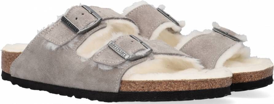 Birkenstock Arizona Shearling Slippers Stone Coin Narrow fit | Grijs | Suède