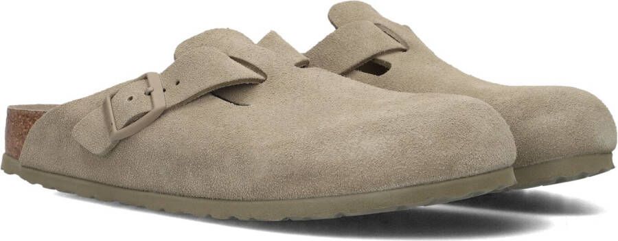 Birkenstock Suede Leather Boston Platte Schoenen Beige