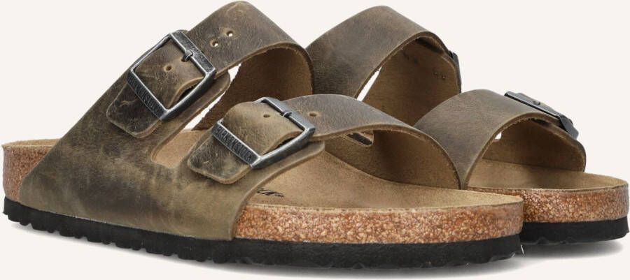 Birkenstock Slipper Arizona 1019313 Khaki Groen Vet Leer Normaal Zacht Voetbed