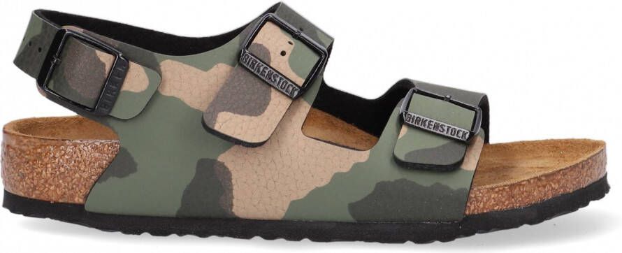 Birkenstock Milano Kids Sandalen Desert Soil Camouflage Khaki Narrow fit | Groen | Imitatieleer