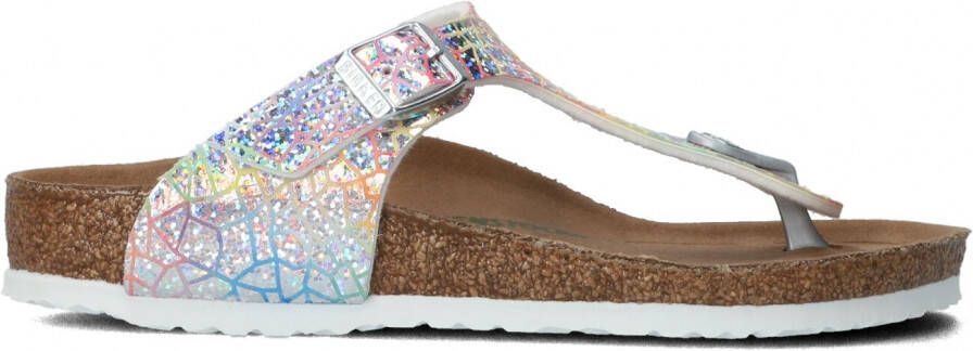 Birkenstock Gizeh Kids Slippers Flashy Hologram Silver Narrow fit | Zilver | Microvezel