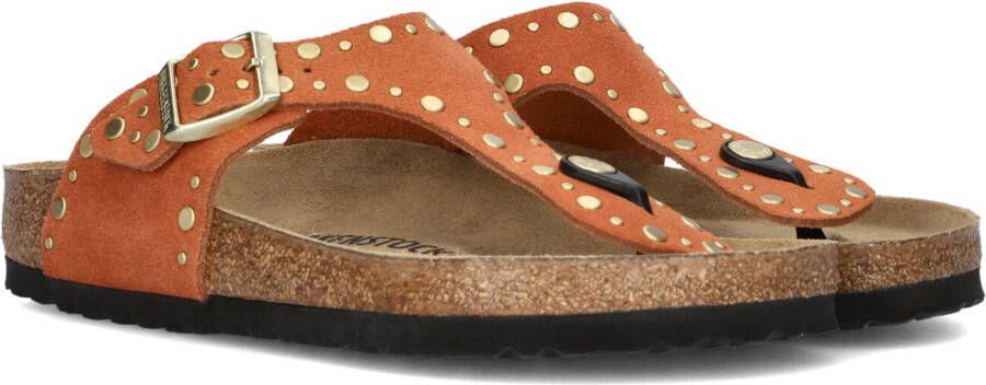 BIRKENSTOCK Teenslippers Dames Gizeh Rivet Border Maat: 37 Materiaal: Suède Kleur: Oranje