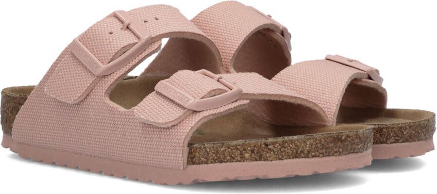 Birkenstock Kid's Arizona TEX Canvas Vegan Rivet Logo Sandalen Schmal roze