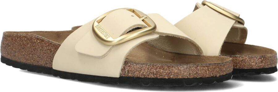 Birkenstock Madrid Big Buckle Nubuck Leather Narrow Ecru Beige Dames