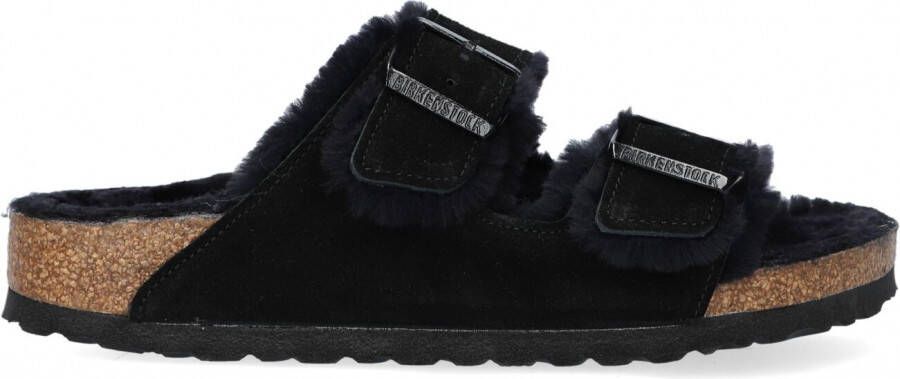 Birkenstock Arizona Shearling Slippers Black Narrow fit | Zwart | Suède