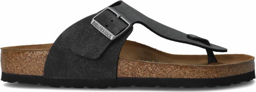 Birkenstock Ramses Regular Finished Birko Flor Nubuck Heren Teenslipper Zwart