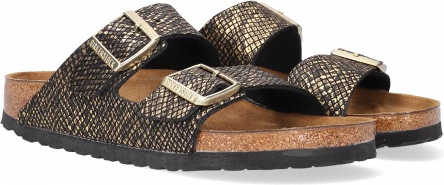 Birkenstock Dames Sandalen Arizona MF Shiny Python Black(narrow) Goud