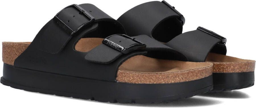 Birkenstock Zwarte Logo Sandalen Gesp Sluiting Rubberen Zool Black Dames