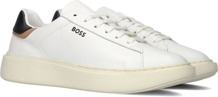 Boss Leren sneaker met merklabel op de achterkant White Dames