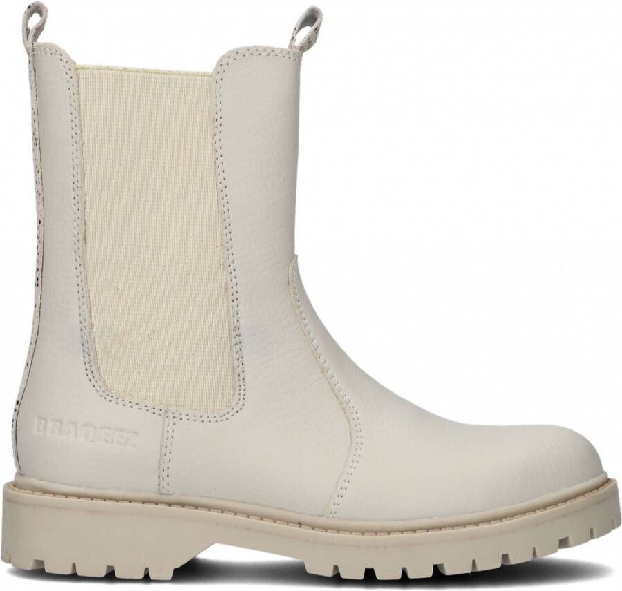 Braqeez 422774-602 Meisjes Chelsea Boots Beige Leer Ritssluiting