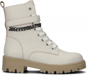 Braqeez 422788-602 Meisjes Biker Boots Beige Leer Veters