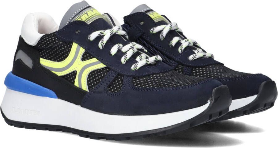 Braqeez 423272-129 Lage Sneakers Blauw Geel Nubuck Veters