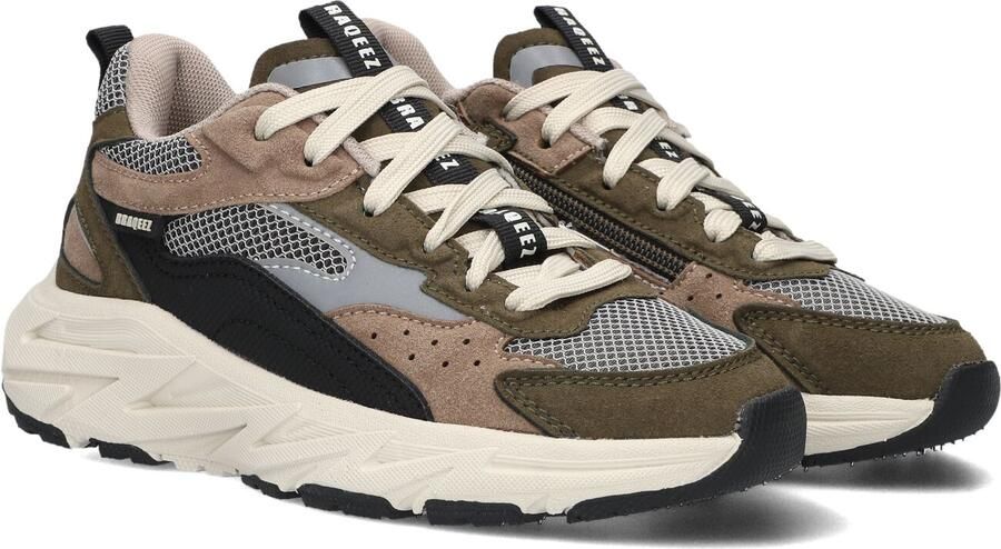 Braqeez Matteo chunky suède sneakers groen taupe