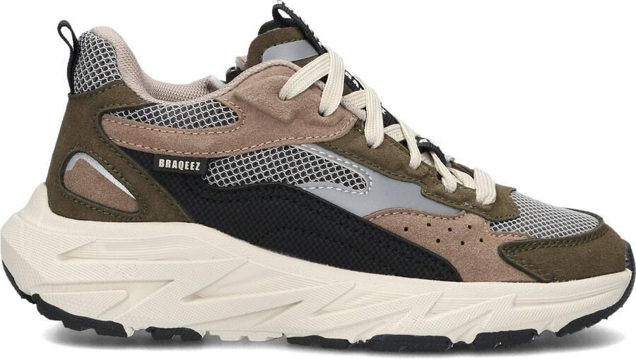 Braqeez Matteo chunky suède sneakers groen taupe