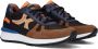 Braqeez 422942-413 Jongens Lage Sneakers Bruin Blauw Oranje Leer Veters - Thumbnail 1