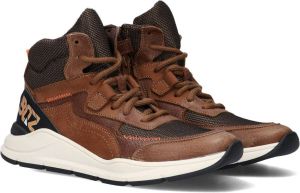 Braqeez 421982-513 Hoge Sneakers Bruin Leer Veters
