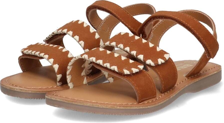 Braqeez leren sandalen cognac Bruin Meisjes Leer Meerkleurig 31