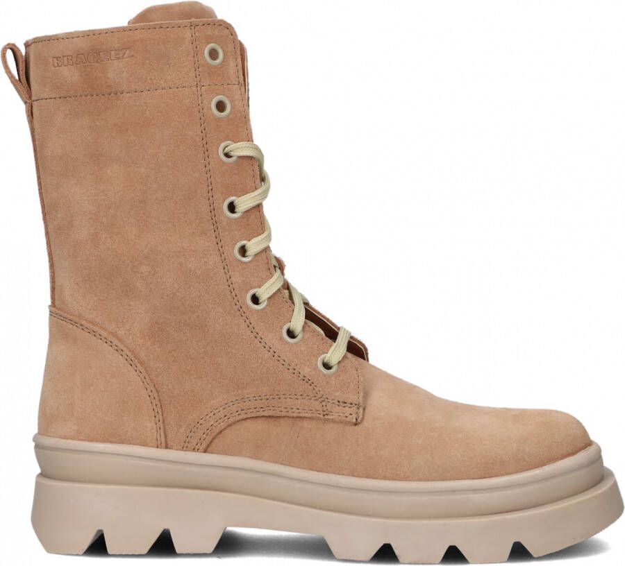 Braqeez 422723-474 Meisjes Veterboots Beige Suède Veters