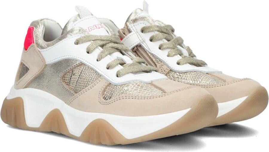 Braqeez 422240 506 Meisjes Lage Sneakers Beige Goud Leer Veters