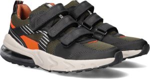 Braqeez 422965-589 Jongens Lage Sneakers Zwart Groen Oranje Leer Klittenband