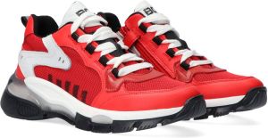 Braqeez 421470-541 Jongens Lage Sneakers Rood Leer Veters