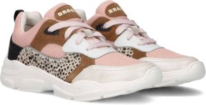 Braqeez Renee Run Meisjes Lage Sneakers Roze Print Leer Veters