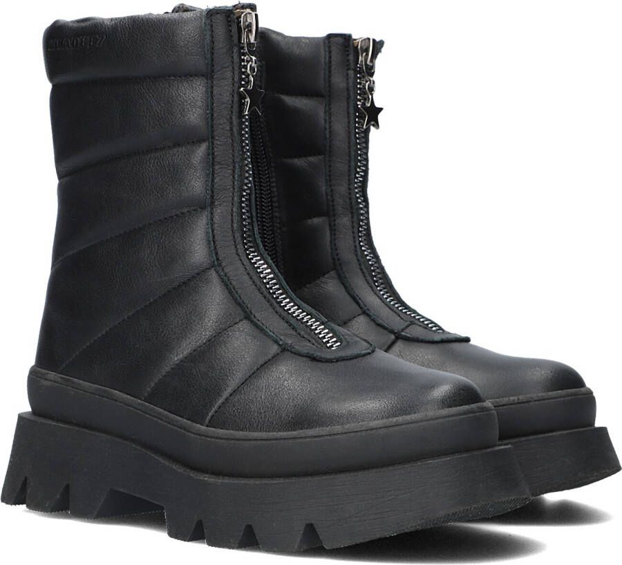 Braqeez 422721-589 Meisjes Biker Boots Zwart Leer Ritssluiting