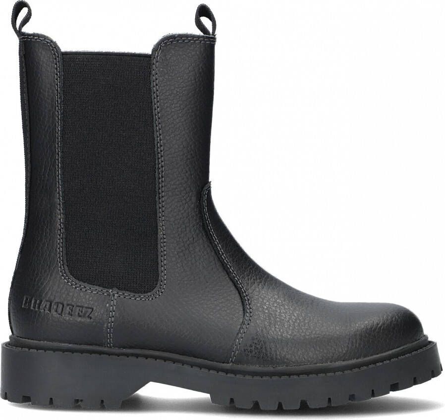 Braqeez 422774 589 Meisjes Chelsea Boots Zwart Leer Ritssluiting