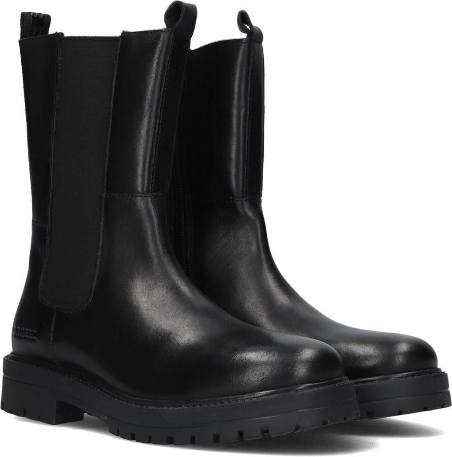 Braqeez 423557-589 Meisjes Chelsea Boots Zwart Leer Elastiek Met Rits