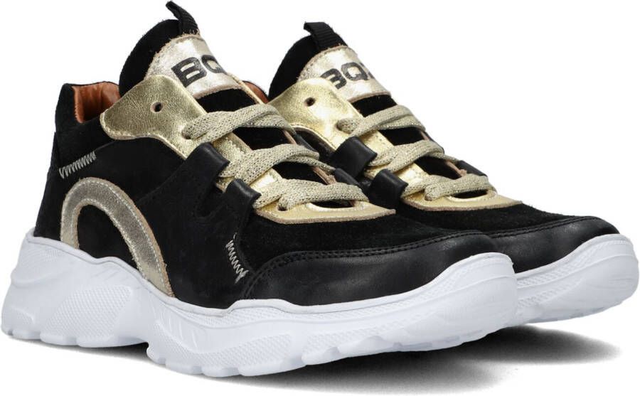 Braqeez 422792-589 Meisjes Lage Sneakers Zwart Goud Leer Veters