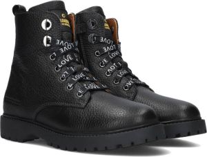 Braqeez Belle Boot Meisjes Veterboots Zwart Leer Veters
