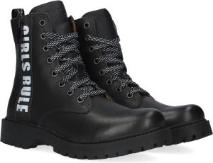 Braqeez 421773-489 Biker Boots Zwart Leer Veters