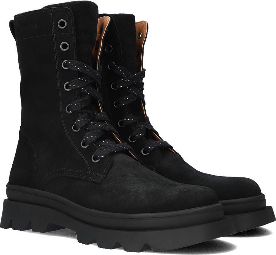 Braqeez 422723 589 Meisjes Veterboots Zwart Suède Veters